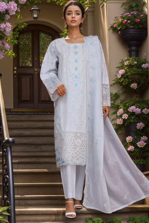 Bin Saeed Stitched 3 Piece Luxury Plain Cotton Vol-01 Collection-PC-1534-Ferozi