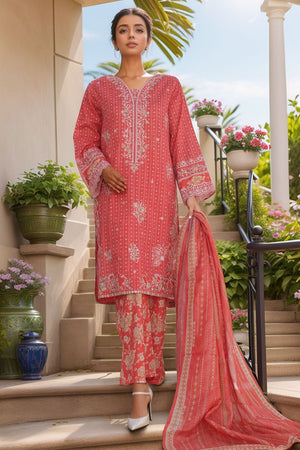 Bin Saeed Stitched 3 Piece Luxury Self and Stripe Vol-02 Collection'2025-SM-1962-Pink