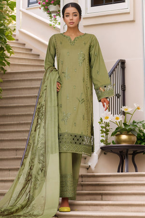 Muse By HZ Stitched 3 Piece Emb Self Cotton Jacquard Vol-05 Collection'2025-SSJ-2505-Leaf Green