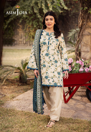 Asim Jofa Prints Unstitched Drop 2 Ajubj-34 Printed Lawn 3 Pc