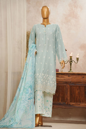 HZ Stitched 3 Piece Solid Emb Chikankari Collection'2025-SSPE-3P-005-BABY BLUE