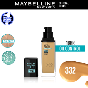 Maybelline New York- Fit Me Matte + Poreless Liquid Foundation SPF 22 - 332 Golden Caramel 30ml - For Normal to Oily Skin - My Store