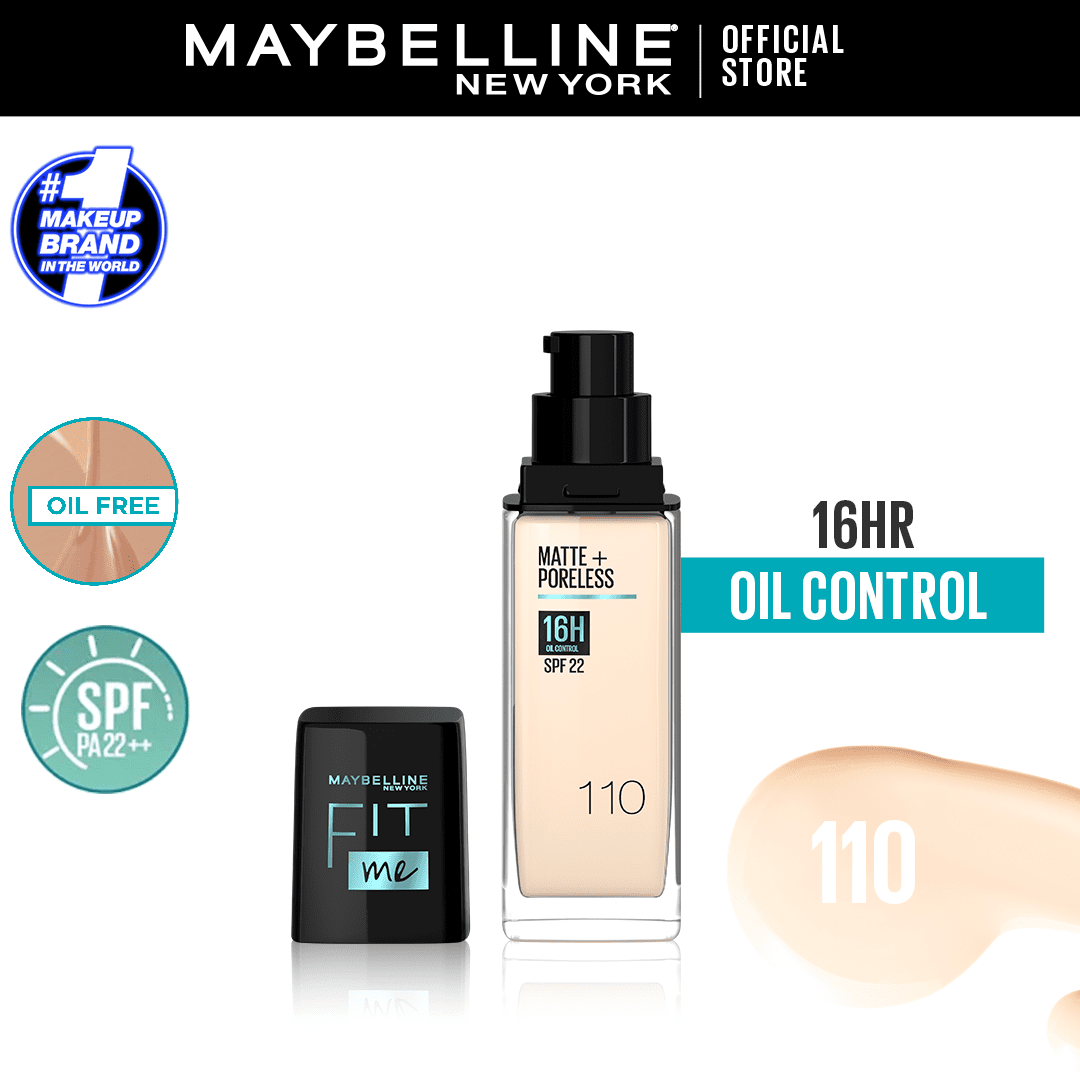 Maybelline New York- New Fit Me Matte + Poreless Liquid Foundation SPF 22 - 110 Porcelain 30ml - For Normal to Oily Skin - My Store