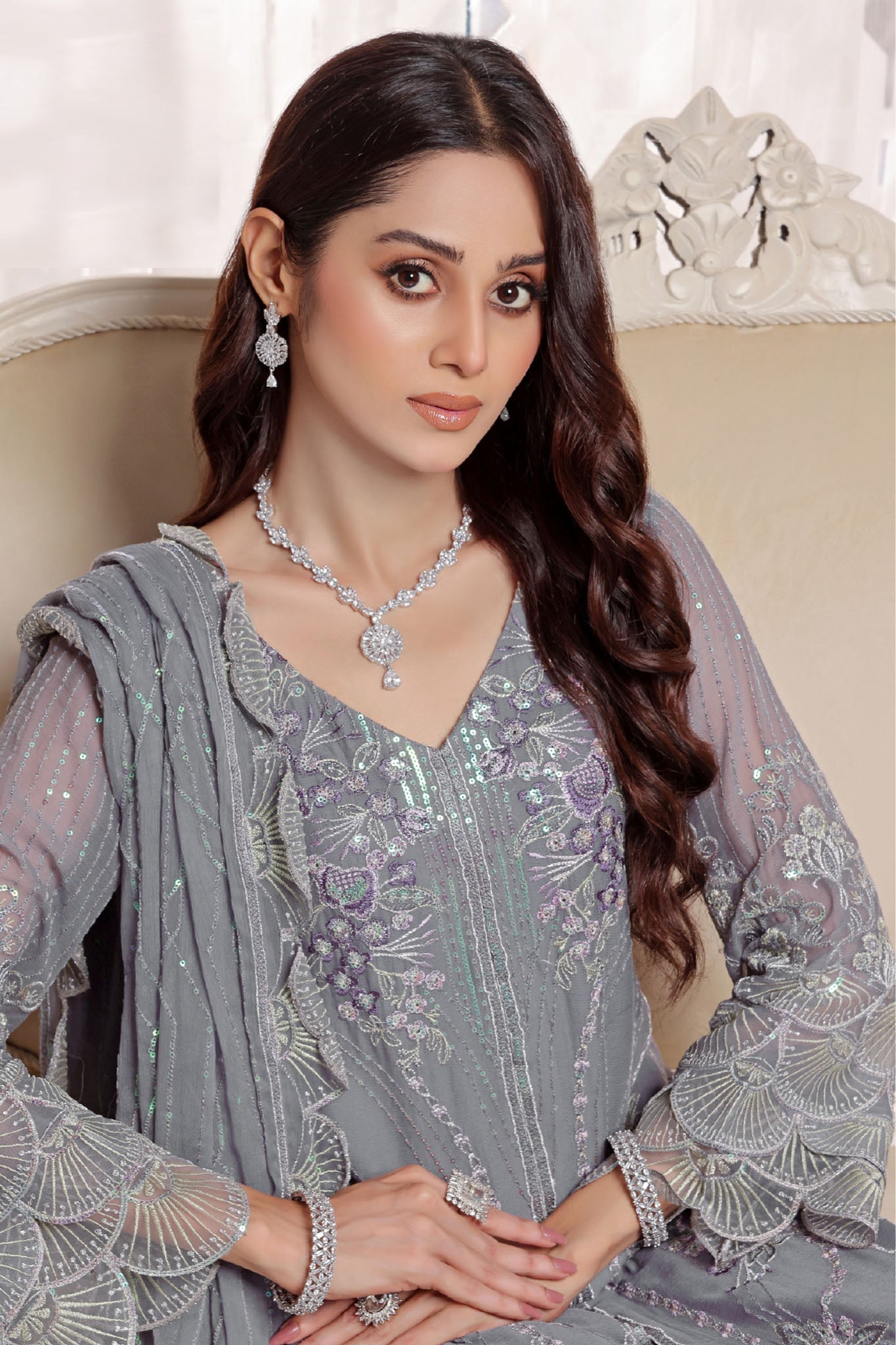Myra By Soghat Stitched 3 Piece Luxury Emb Chiffon Collection'2025-Myra-01-Grey