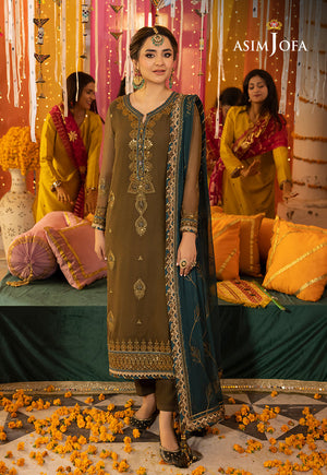 Asim Jofa Dastaan Pret Ajdap-16 Embroidered Chiffon Stitched 3 Pcs