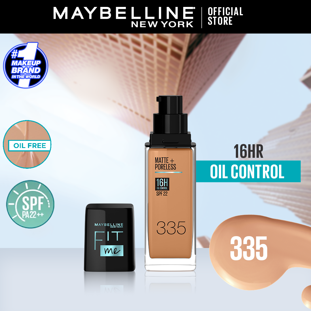 Maybelline New York- Fit Me Matte + Poreless Liquid Foundation SPF 22 - 335 Classic Tan 30ml - For Normal to Oily Skin - My Store