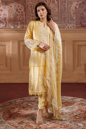 Festive Edit By Sahar Unstitched 3 Piece Emb Luxury Formals Collection'2025-03-Pale Primrose