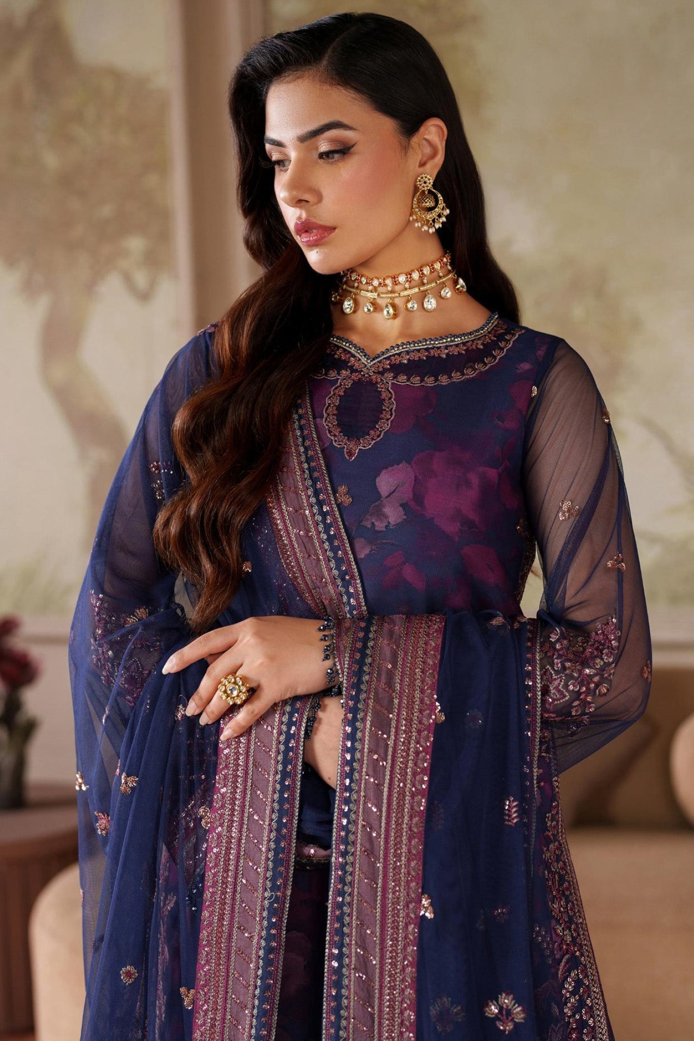 Zaneera by Zarif Unstitched 3 Piece Printed & Emb Formals Collection'2025-Zrf-Zpe-03-Aroosh