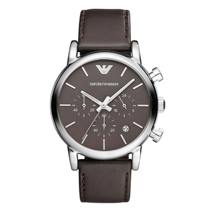 EMPORIO ARMANI Classic Brown Leather Strap Brown Dial Chronograph Quartz Watch for Gents - AR1734