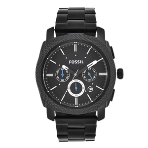 Fossil Machine Black Stainless Steel Black Dial Chronograph Quartz Watch for Gents - FS4552