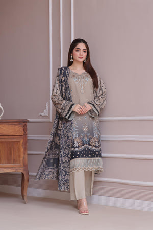 Dressline Launching New Unstitched 3 Pcs Premium Chikankari Emb Digital Printed Bana Dora Lawn Collection