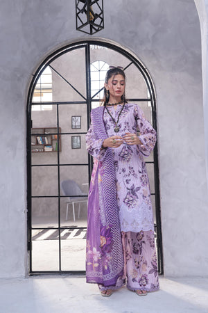 Dressline Pearl Unstitched Heavy Chikankari & Jall Emb Bana Dora Digital Lawn With Voil Dupatta & Cambric Trousers