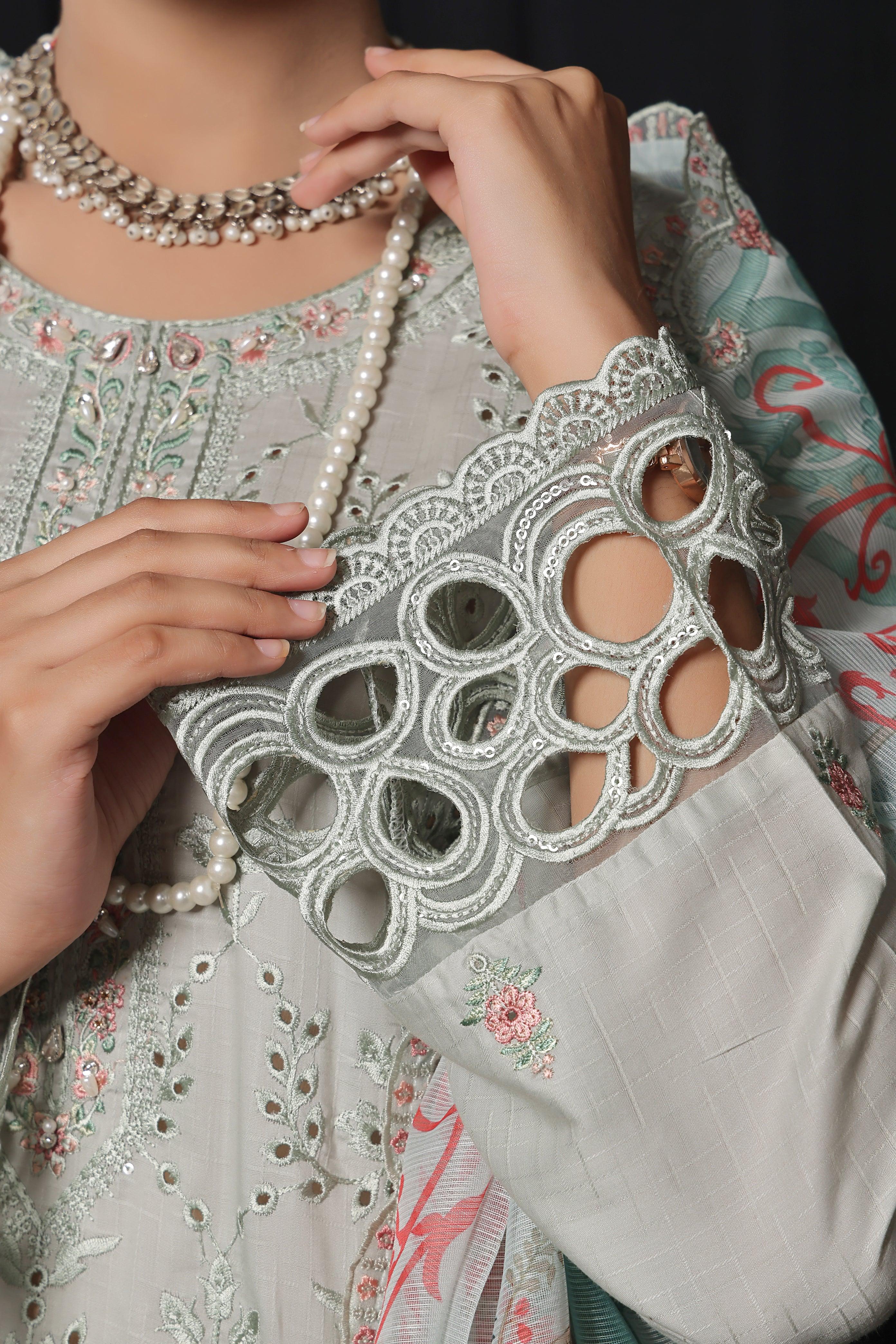 Dressline 3 Piece Emb Chikankari Lawn Suit 540