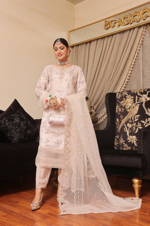 Haleema By Dressline Semi Stitched 3 Piece Organza Formals Collection'2025-haleema-L-semi-Stitched-beige