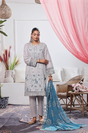 Dressline Launching New Stitched 3 Piece Emb Self Lawn Jacquard Collection