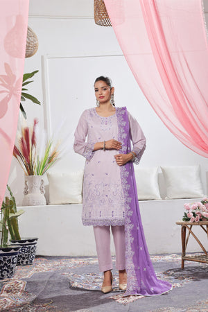 Dressline Launching New Stitched 3 Piece Emb Self Lawn Jacquard Collection