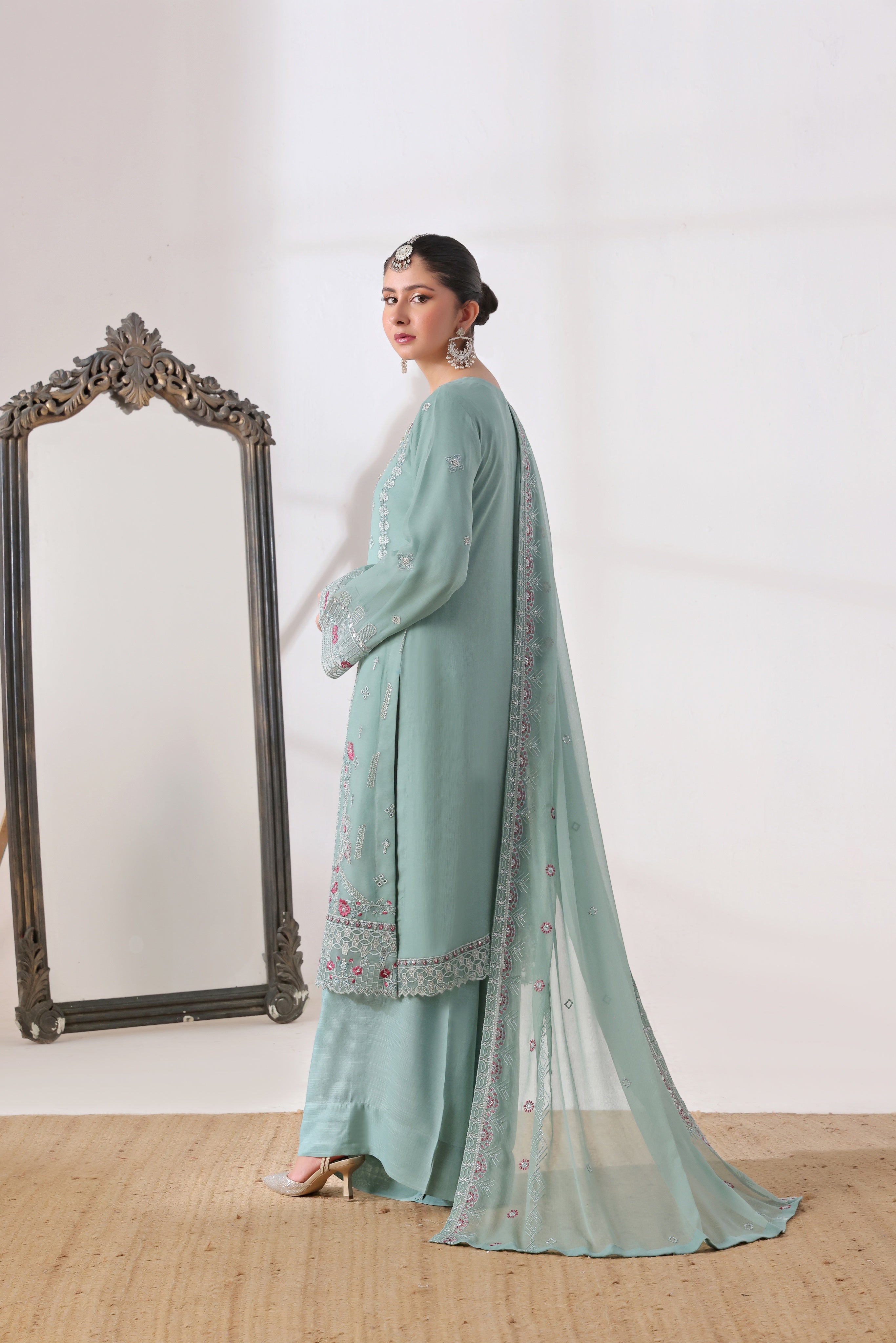 Amalya By Dressline Stitched 3 Piece Luxury Chiffon Formals Collection'2025-amalya-seagrn