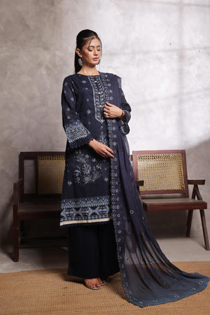 Dressline Salina Emb Sophistication Reimagined Unstitched Chikankari & Cutwork Bana Dora Lawn With Diamond Digital Dupatta & Dyed Cambric Trousers