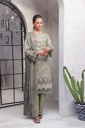 Dressline Salina Emb Sophistication Reimagined Unstitched Chikankari & Cutwork Bana Dora Lawn With Diamond Digital Dupatta & Dyed Cambric Trousers