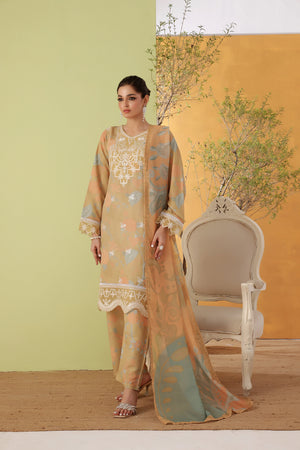 Dressline Noray Stitched 3 Piece Luxury Emb Pp Staple Collection