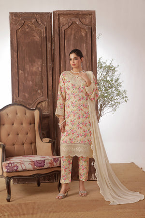 Dressline Azlin Stitched 3 Piece Luxury Emb Pp Staple Collection