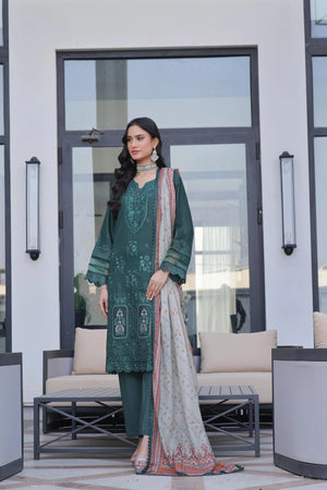 Dressline New Semi Stitched 3 Pcs Premium Dyed Lawn Fancy Full Chikankari With Sequence Emb Collection
