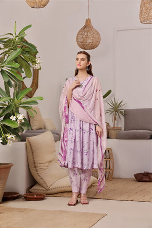 Feathers Unstitched 3 Piece Summer Collection-WISTERIA-FT408