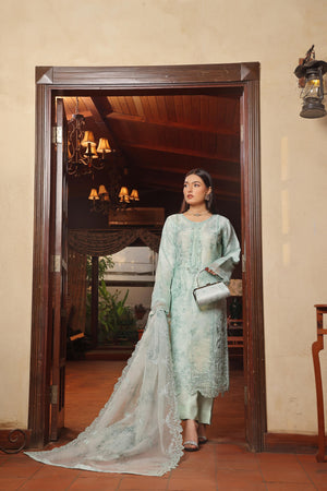 Dressline Sharjeena(Light) Semi Stitched 3 Piece Emb Luxury Organza Collection