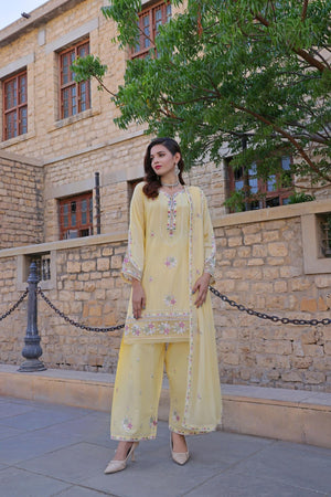 Dressline Basant Stitched Luxury Emb Banadora Lawn Collection With Chiffon Dupatta & Emb Cotton Trousers
