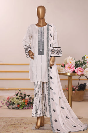 Khombi Stitched 3 Piece Casual Pret Cotton Collection'2025-Pie-181-C-CREAM