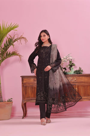 Dressline Semi Stitched Laserkari & Chikankari Emb Lawn