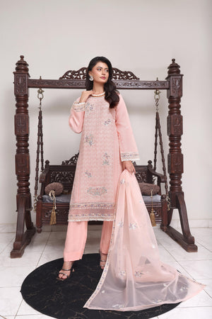 Abeeha By Dressline Stitched 3 Piece Organza Formals Collection'2025-abeeha-pink