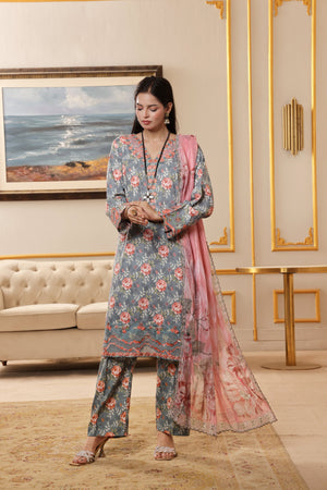 Dressline Titliyan Stitched 3 Piece Fancy Emb Chikankari Lawn Dress