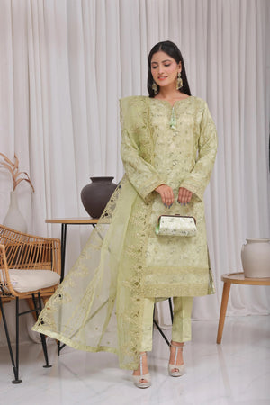 Dressline Semi Stitched 3 Pc Emb Luxury Organza Clutches Collection