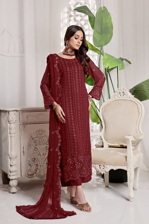 Myra By Soghat Stitched 3 Piece Luxury Emb Chiffon Collection'2025-Myra-05-Maroon