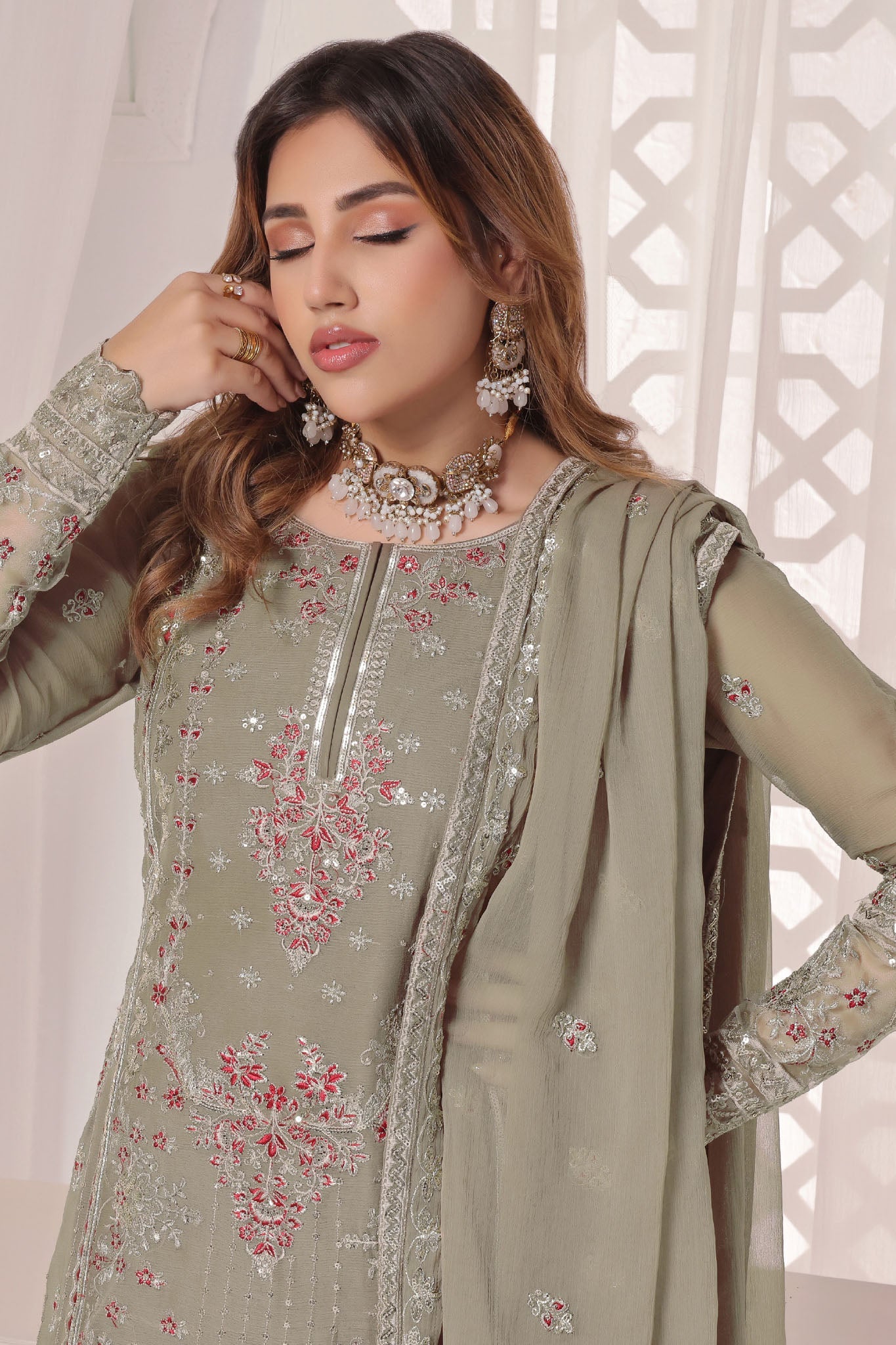 Myra By Soghat Stitched 3 Piece Luxury Emb Chiffon Collection'2025-Myra-07-Olive