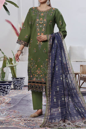 Aizal Stitched 3 Piece Embroidered Fancy Collection'2025-AE-103-Green