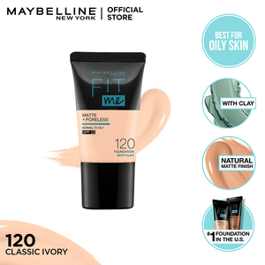 Maybelline New York Fit Me Matte & Poreless Liquid Foundation 18Ml Mini Tube - 120 Classic Ivory - For Normal To Oily Skin - My Store