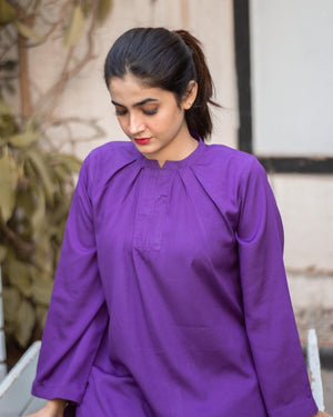 Zauk Stitched 2 Piece Collection-Purple Two Piece Dress