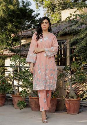 Zarasi.Pk Stitched 2 Piece Printed Lawn Collection'2025-Peach Whisper