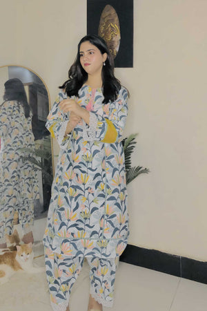 Urban Cut 2 Piece Cotton Embroidered Suit