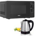 Haier HMW-20MBS Solo Microwave Oven 20 Ltr Speed Defrost 5 Power Levels + Premium Electric Kettle - Snapcart.pk