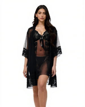 Lingerie Set with Gown - Zest - Black