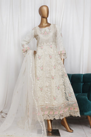 Bin Saeed Stitched 3 Piece Luxury Emb Frock Collection'2025-ZEF-2300-White