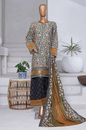 Bin Saeed Stitched 3 Piece Exclusive Emb Chikankari Cotton Collection'2025-WC-2412-Green