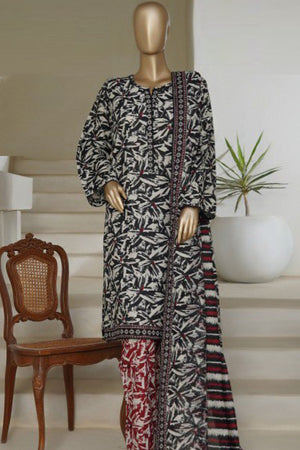 Bin Saeed Stitched 3 Piece Printed Lawn Collection'2025-NSM-2432-Black
