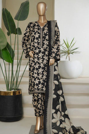 Bin Saeed Stitched 3 Piece Printed Lawn Collection'2025-NSM-2437-Black