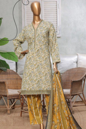 Bin Saeed Stitched 3 Piece Printed Lawn Collection'2025-NSM-2443-Lemon
