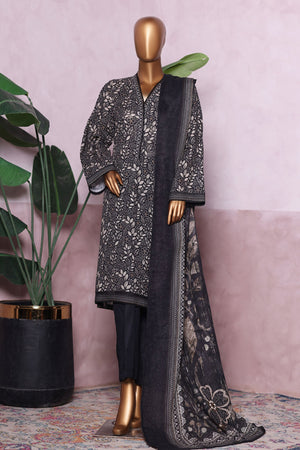 Bin Saeed Stitched 3 Piece Exclusive Printed Khaddar Vol-06 Collection'2025-WK-2453-Black