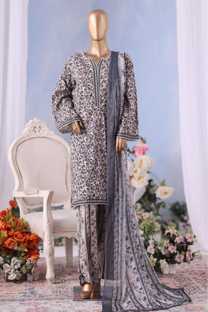 Bin Saeed Stitched 3 Piece Exclusive Printed Cotton Vol-04 Collection'2025-WC-2492-Gray
